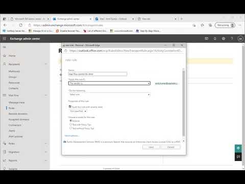 Email rule creation on exchange admin center