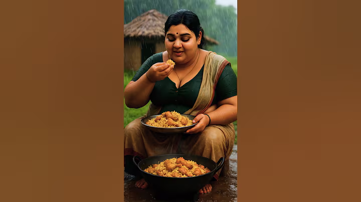 Aunty Eats Chicken Pulao Then Cow Brings Mohabbat ka Sharbat In The Rainy Weather 😭 #ai #aunty #cow