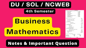 Business Mathematics 4th Semester Notes & Important Question | B.Com Hons Notes | Sarkari Result