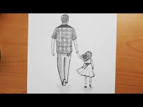 Baba ve Kızı Çizmenin Kolay Yolu__Easy way to draw Father and Daughter -step by step