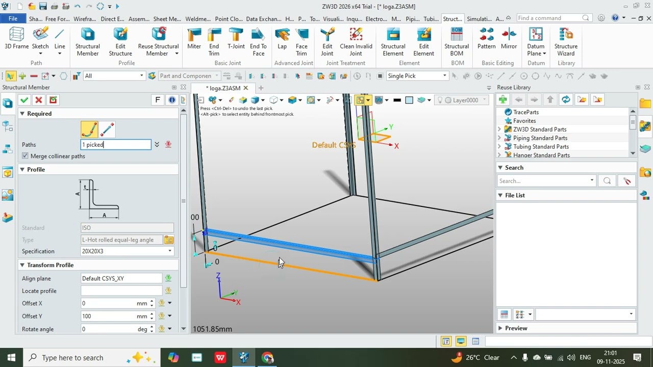 simulation in zw3d tamil part1.Structural 3d modeling