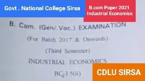 B.com Cdlu Paper Industrial Economics Semester 3rd 2021