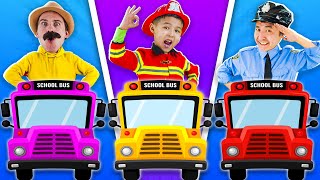 Wheels On The Bus (Police Version) | Doctor, Firefighter and Policeman Song - LookBee!