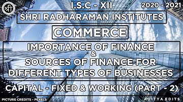 05 - Importance and Sources Of Finance (Financing) - Capital Fixed & Working - 2 - SRI