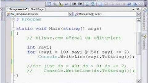 C# Eğitimi ( for Döngüleri www.bilyaztv.com  )