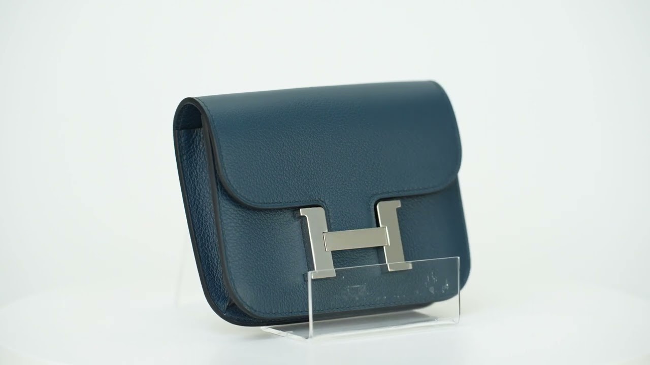 Hermès Constance Slim Wallet Bleu De Prusse Palladium Hardware - Luxury  Shopping