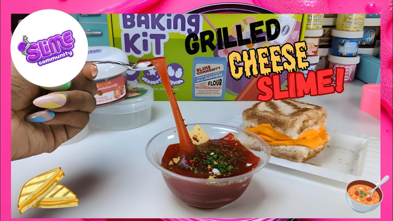 Grilled Cheese 🥪 + Tomato Soup 🍅 Made of SLIME?! | Satisfying Slime Food ASMR