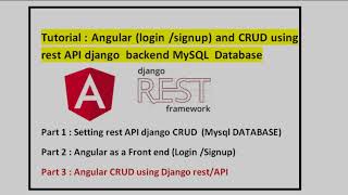 Tutorial : Angular (login /signup) and CRUD using rest API django  backend MySQL  Database