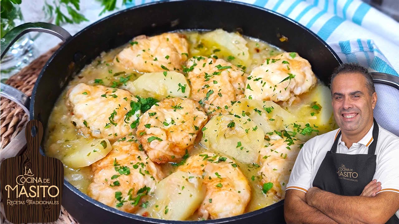Patatas en salsa verde con rape, guiso de patatas muy facil y rico ¡ES ALGO INCREIBLE!