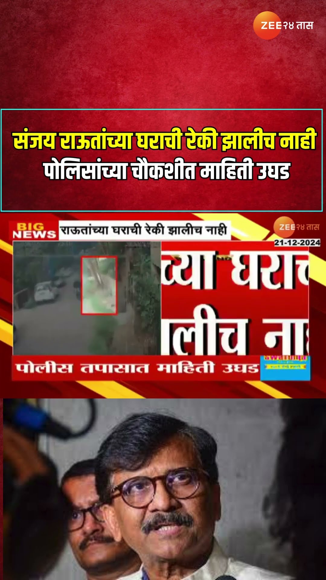 Sanjay Raut Home Reki? | संजय राऊतांच्या घराची रेकी झालीच नाही; पोलिसांच्या चौकशीत माहिती उघड