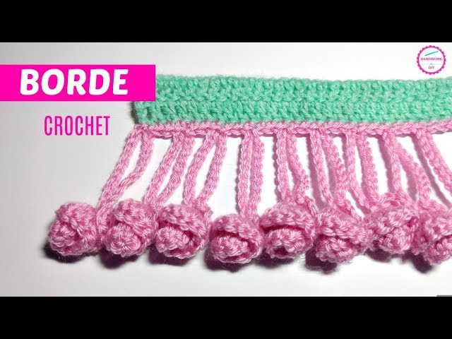 BORDE CROCHET CON TERMINACIÓN DE FLORES ROCOCO