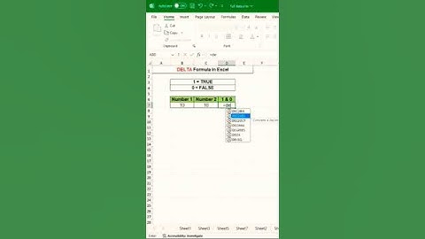 DELTA Formula in Excel ♥️😊 #excel #exceltips #exceltutorial #msexcel #short #microsoftexcel #bengali