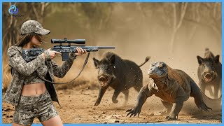 Komodo Dragon Hunting - Insane Moments Hunter Takes Down Wild Boar And Komodo With Perfect Shots