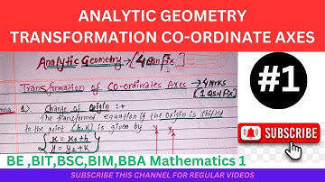Transformation of coordinate axes |Analytic geometry|engineering mathematics| trainyourbrainacademy