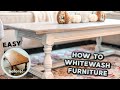 How to Whitewash & Distress Furniture: DIY Farmhouse Coffee Table (easy & budget-friendly)