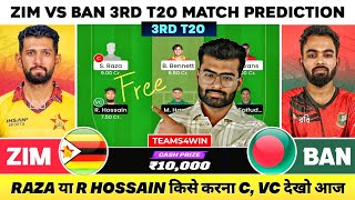 ZIM vs BAN Dream11 Team, ZIM vs BAN Dream11 Prediction, Zimbabwe vs Bangladesh Dream11 3RD T20 Today screenshot 2