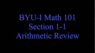 101 1-1 Arithmetic Review