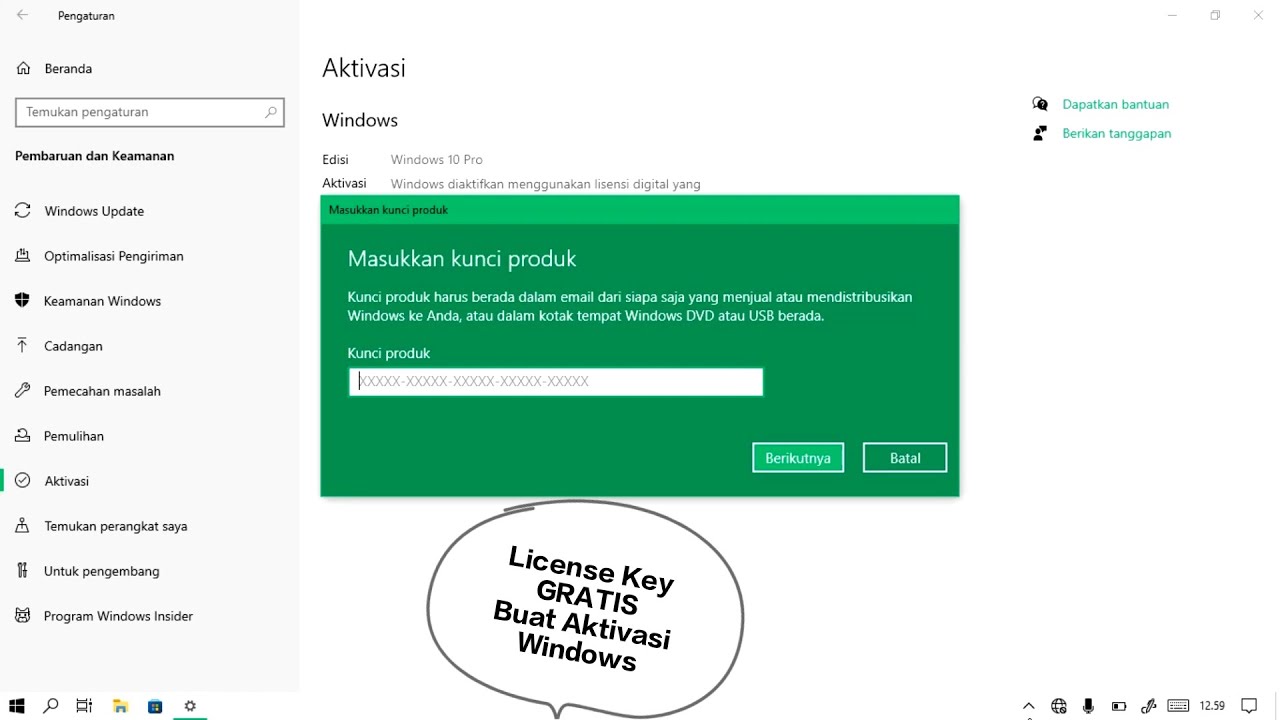 Cara Aktivasi Windows Pada Laptop Windows 10 