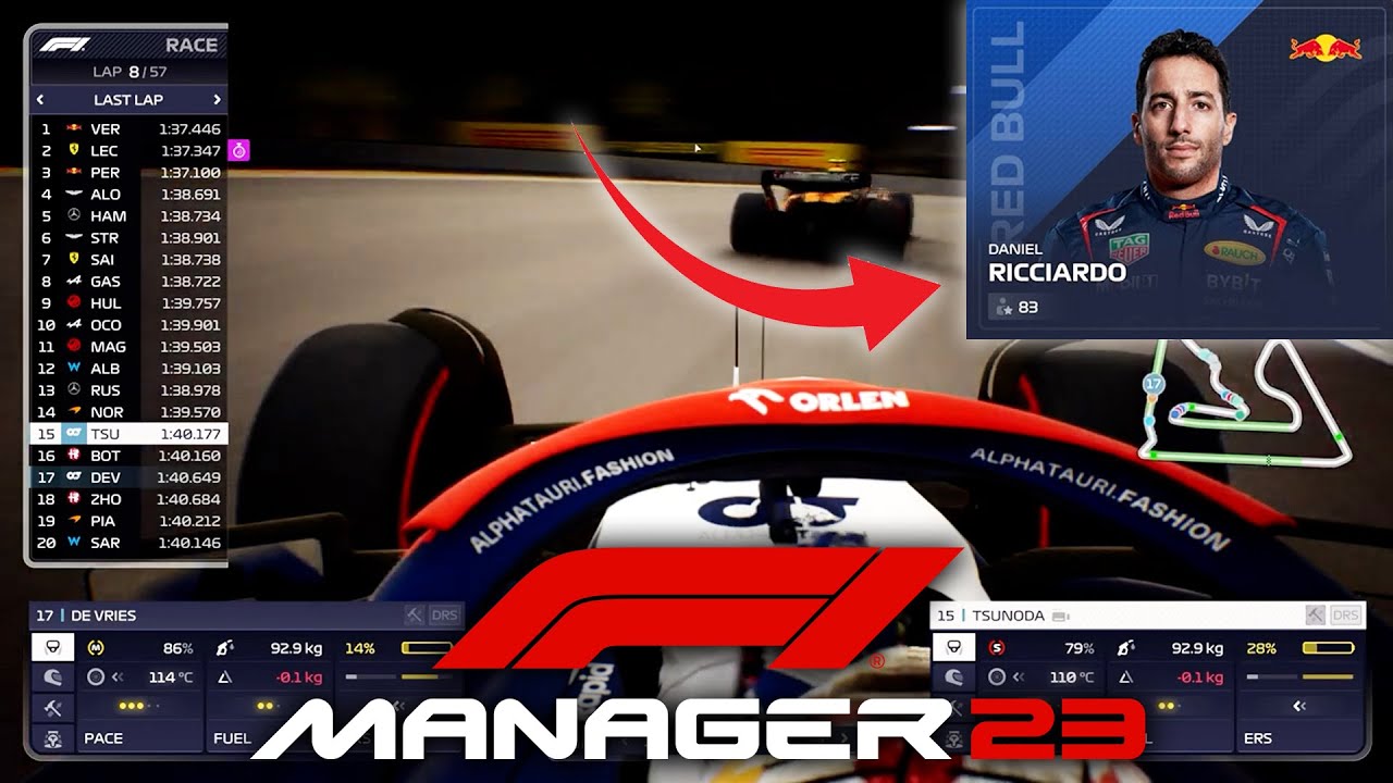 Daniel Ricciardo Manager F1 Manager 2023 Career Mode Gameplay Walkthrough Part 1 (AlphaTauri ...