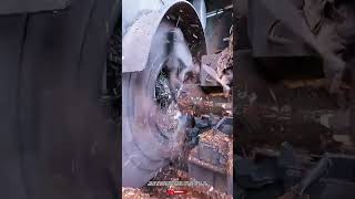 Automatic Log Debarking Machine 🌲 #woodprocessing