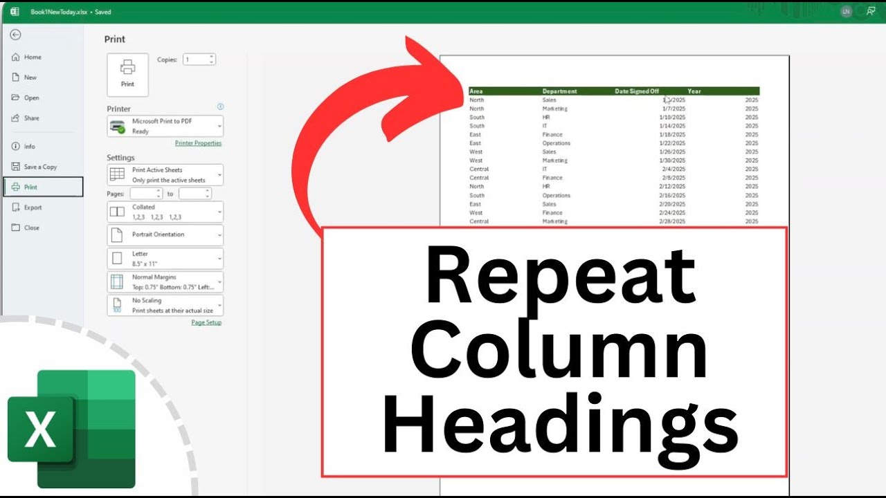 Repeat Column Headings for Each Printed Page in Excel - YouTube