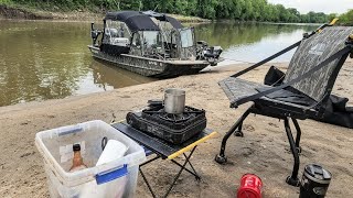 Boat Camping On A RIVER SANDBAR!!! (Big Fish)