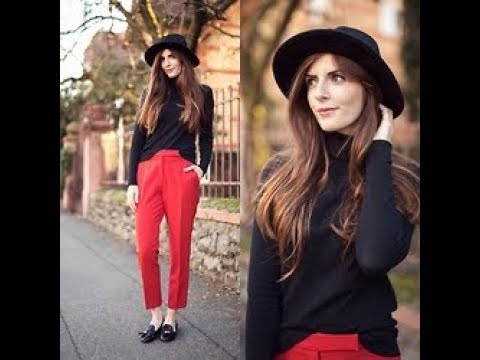 Chic women red pants summer outfit 