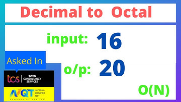Decimal to Octal || TCS NQT, TCS Ninja, TCS Digital - Coding Problem  and Solution || Hindi