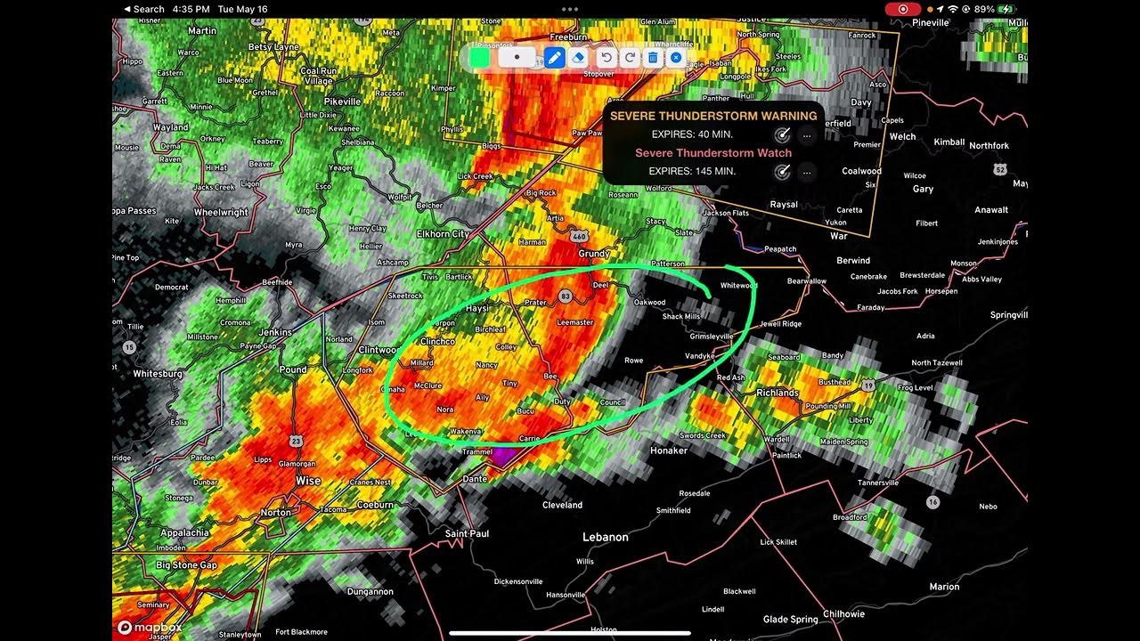 Haysi va severe thunderstorm warning destructive storm for haysi