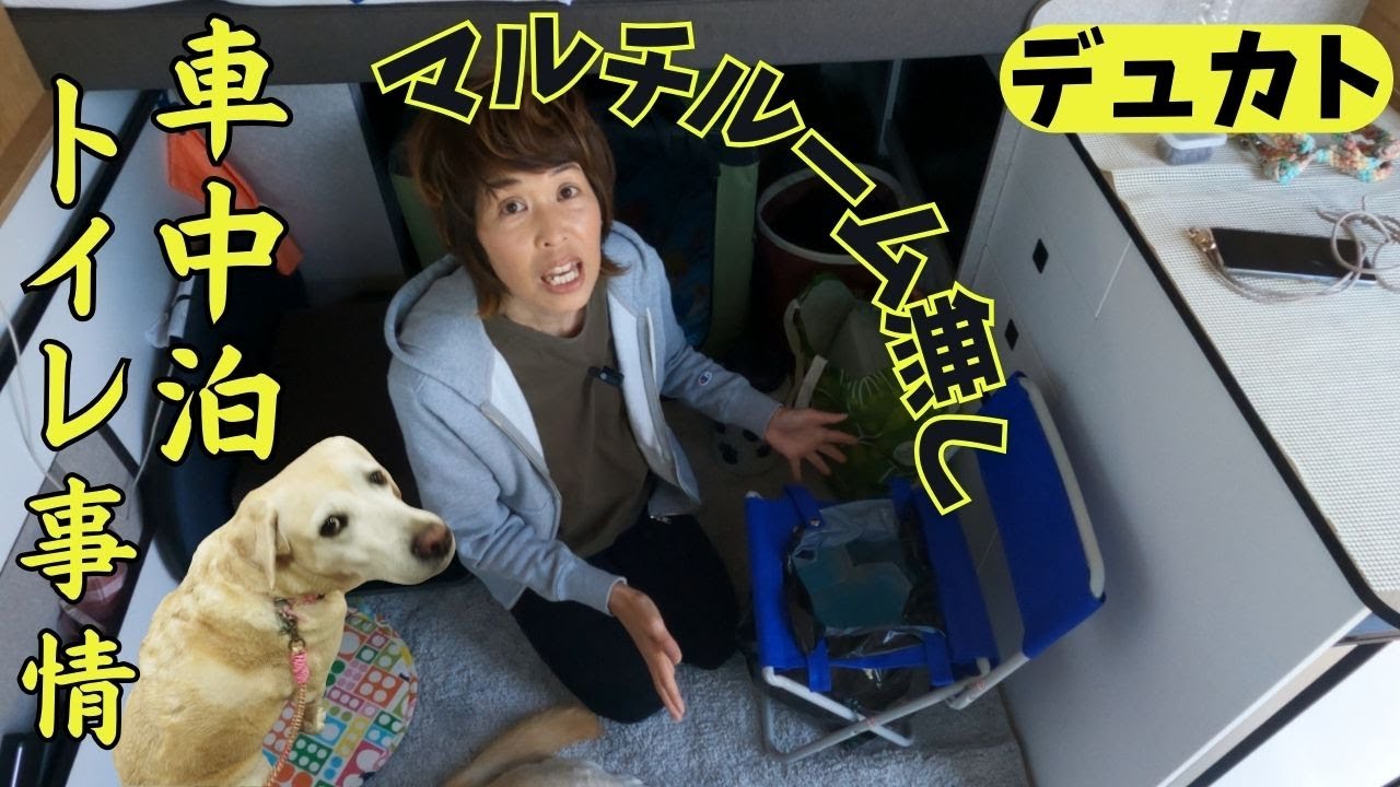 【車中泊】富士山見える穴場の無料駐車場ロケーションで土間使いを活用したトイレ問題を公開。ヤバ💦エアコン室外機と縁石1ｃｍ差で冷汗しました