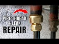 Repairing a pipe thread & leak on a boiler / water heater leaking fix DIY