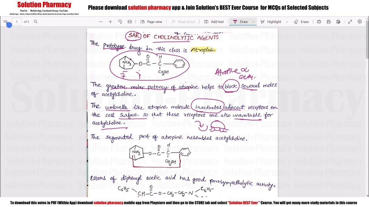 Class (41) Structure Activity Relationship (SAR) of Cholinolytic Agents |Medicinal Chemistry 01