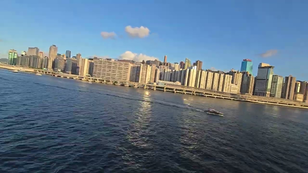 View of Hongkong from the tides of ocean 