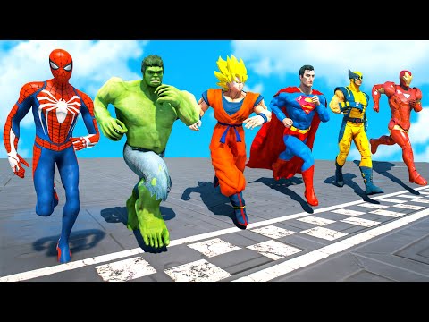 Superheroes Run Challenge | Spiderman, Hulk, Ironman Running on Dragon Challenge - GTA 5 #271