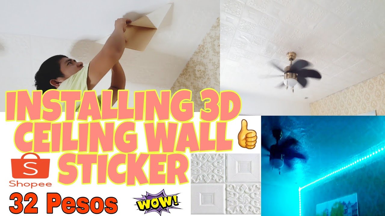 INSTALLING 3D CEILING WALL STICKERSELFADHESIVEAESTHETIC&EASYVLOG 22