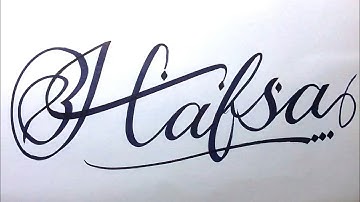 Hafsa Name Signature Calligraphy Status | How to Cursive write with cut Marker #hafsa @hafsa