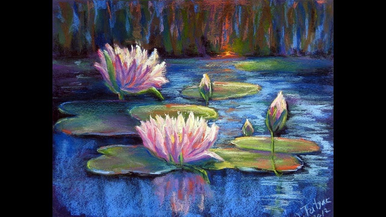 Original Lily painting soft pastel art under sunlight