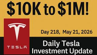 10K to 1 Million Tesla Investment Daily Update - Day 218 (5/21/2026) #TESLA #TSLA #TSLL #TSLQ