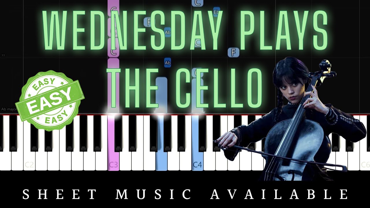 Wednesday Plays the Cello (Paint It Black) (Easy Piano Tutorial) YouTube