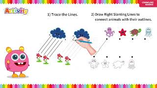 Page - 6 Right Slanting Line Activity - Trace The Lines and Join The Dots.