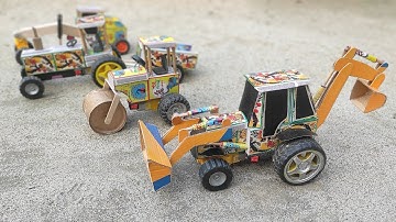 Hoe maak je thuis een JCB van Matchbox | DIY JCB graaflaadmachine | Mini JCB wetenschapsproject