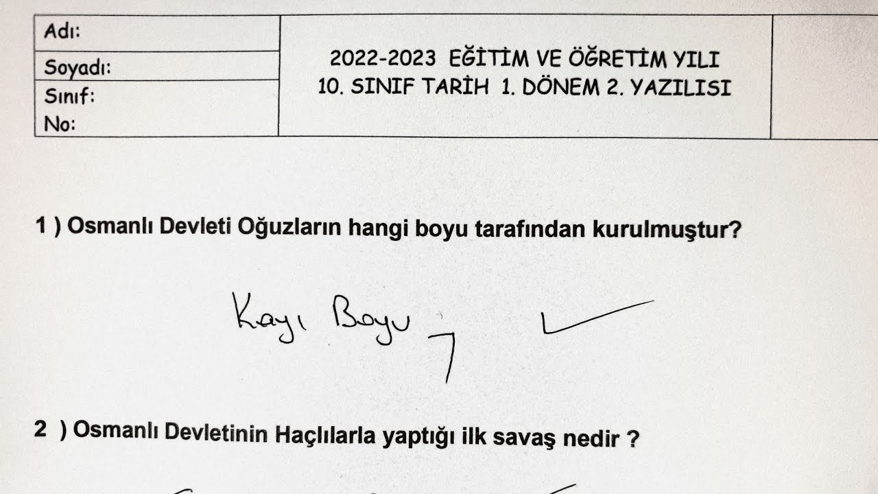 10.Sınıf Tarih 1.Dönem 2.Yazılı