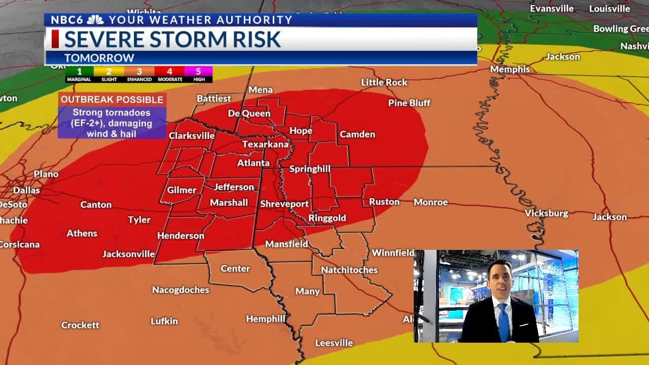Scattered severe storms today, severe weather outbreak Thursday - YouTube