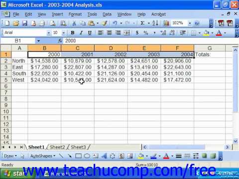 Excel 2003 Tutorial Selecting Ranges Microsoft Training Lesson 3.2
