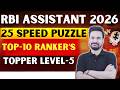 RBI Assistant 2026 | Top 10 Puzzle Challenge | RBI Assistant 25 Speed Puzzle Reasoning By Arpit Sir