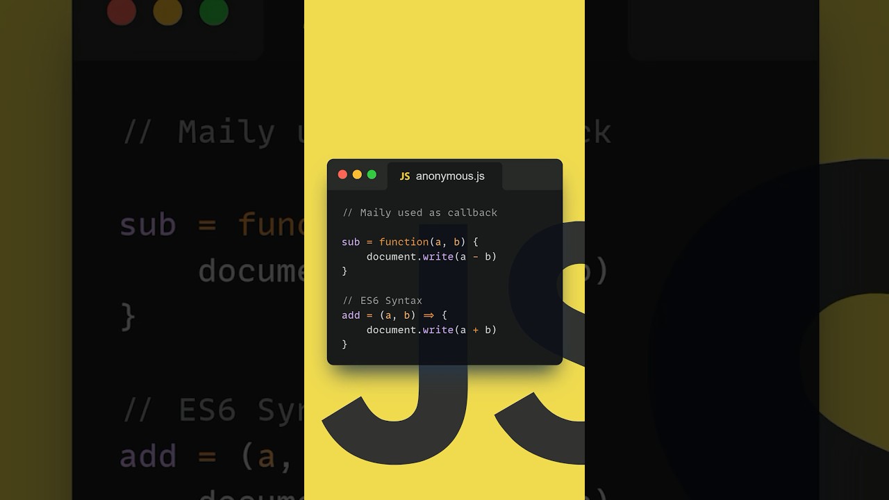 Javascript Tutorial Anonymous Function In 30 Seconds #shorts #javascript