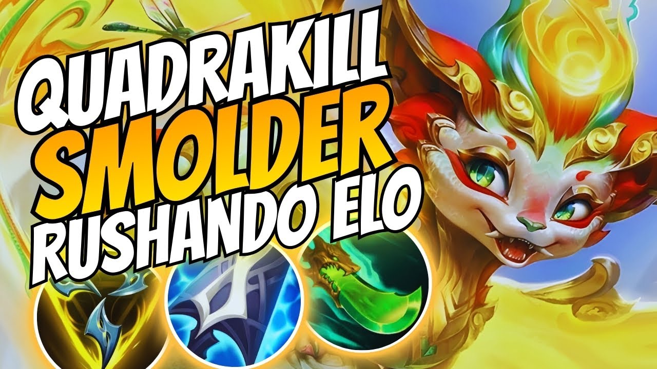 SMOLDER MONTAGE WILD RIFT - GAMEPLAY INSANA QUADRAKILL RUSHANDO ELO COM SMOLDER