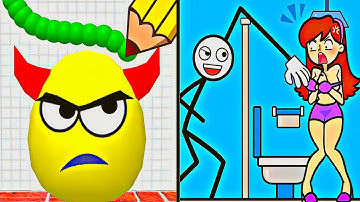 Draw To Smash: Logic puzzle vs Stickman Theif: Brain puzzles | Hard Levels| Satisfying ASMR Gameplay