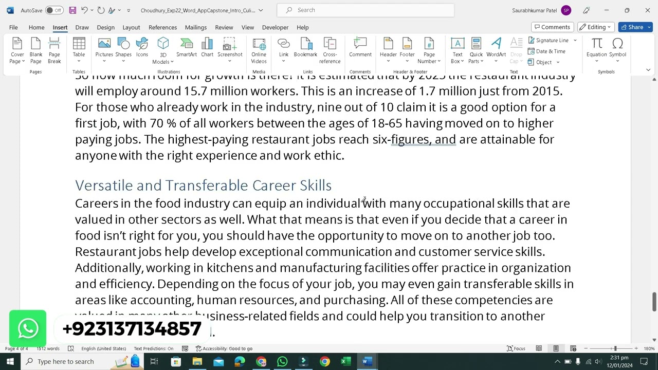 Exp22_Word_AppCapstone_Intro - Culinary | Exp22 Word AppCapstone Culinary