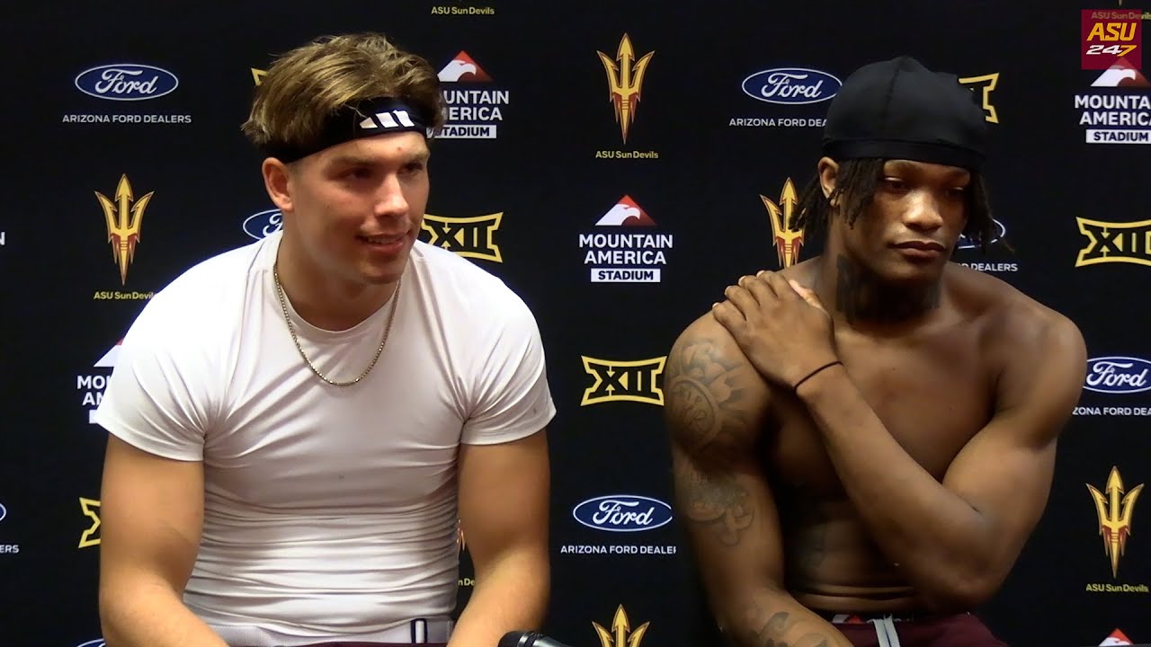 Sam Leavitt and Myles Rowser following ASU's 42-21 win at Oklahoma ...